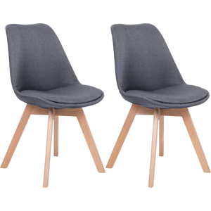 Beliani Set of 2 Dining Chairs Graphite Grey Upholstery Seat Sleek Wooden Legs Modern Design Material:Polyester Size:43x84x47