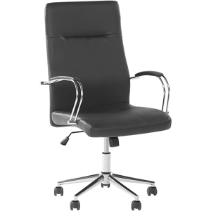 Beliani Home Office Chair Faux Leather Black Adjustable Height Swivel Tilting Seat Material:Faux Leather Size:60x113-122x60