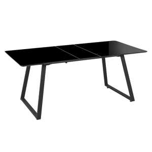 Beliani Extending Dining Table Black Metal Legs 150/180 x 90 cm Traditional Mechanism Modern Design Material:MDF Size:x76x90