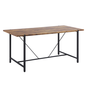 Beliani Dining Table Dark Wood Top Black Metal Legs 160 x 80 cm 4 Seater Rectangular Industrial Material:MDF Size:x75x80