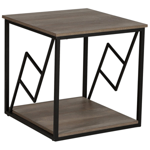 Beliani Side Table Dark Wood Top Black Metal Frame 56 x 56 cm Square Modern Industrial Living Room Material:Chipboard Size:x56x56