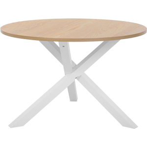 Beliani Dining Table Light Wood White ø 120 cm Round Scandinavian Material:MDF Size:x78x120