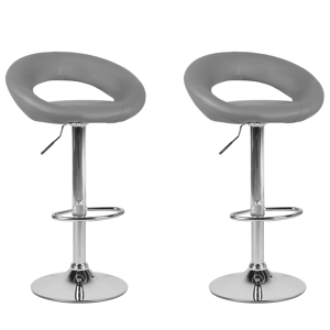 Beliani Set of 2 Bar Stools Grey Faux Leather Upholstery Footstool Swivel Gas Lift Adjustable Height Minimalist Material:Faux Leather Size:40x101x54