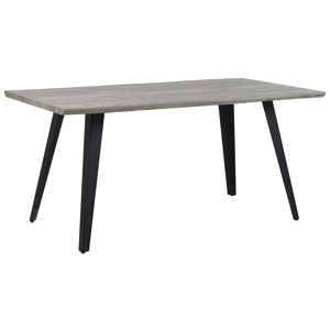Beliani Dining Table Grey Wood Tabletop 160 x 90 cm Black Metal Legs Kitchen Material:MDF Size:x76x90