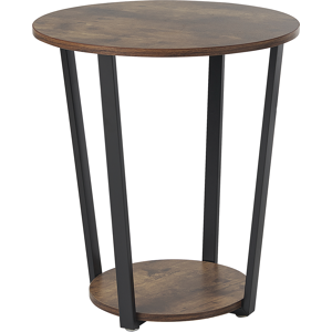 Beliani Side Table Dark Wood with Black MDF Metal Legs 50 cm Industrial Round Living Room Shelf Material:MDF Size:x57x50