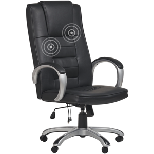 Beliani Office Chair Black Faux Leather Swivel Height Adjustable High Back Massage Function Heated Seat Material:Faux Leather Size:73x127-135x53