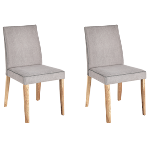 Beliani Set of 2 Dining Chairs Light Grey Fabric Rubberwood Legs Armless Upholstered Scandinavian Traditional Style Material:Polyester Size:55x87x46