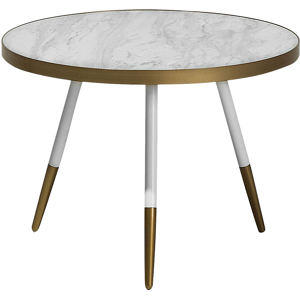 Beliani Coffee Table White Marble Effect Gold Base Living Room Material:MDF Size:x45x61