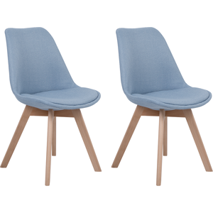 Beliani Set of 2 Dining Chairs Light Blue Faux Leather Sleek Wooden Legs Material:Polyester Size:43x84x47