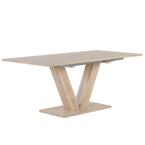 Beliani Dining Table Light Oak Veneered Wood 140L x 90W x 75H cm Extendable Top Modern Material:MDF Size:x75x90