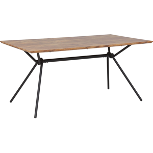 Beliani Dining Table Dark Wood Top Black Metal Legs 160 x 90 cm 6 Seater Rectangular Industrial Material:MDF Size:x75x90