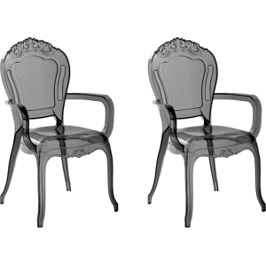 Beliani Set of 2 Dining Chairs Transparent Black Acrylic Solid Back Stackable Vintage Modern Design Material:Polycarbonate Size:53x98x52