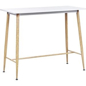 Beliani Dining Table White MDF Tabletop 90 x 50 cm Metal Wood Finish Metal Legs Minimalistic  Material:MDF Size:x90x50