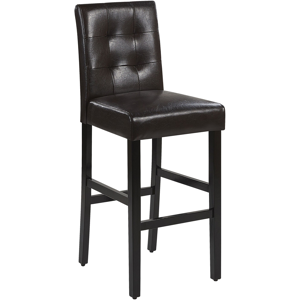 Beliani Bar Stool Brown Faux Leather Upholstery Light Wood Legs Retro Style Material:Faux Leather Size:58x110x45