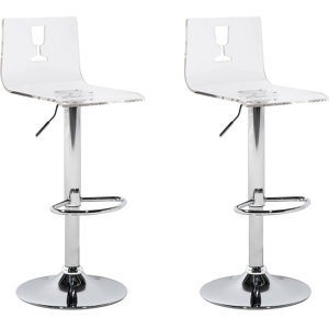 Beliani Set of 2 Bar Stools Transparent White Acrylic Footstool Swivel Gas Lift Adjustable Height Modern Material:Acrylic Size:38x102x38