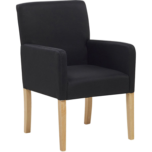 Beliani Dining Chair Black Fabric Upholstery Wooden Legs Elegant Seat with Arms Material:Polyester Size:60x89x58