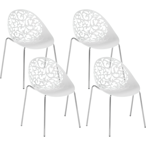 Beliani Set of 4 Dining Chairs White Plastic Cut Out Modern Material:Synthetic Material Size:43x80x62