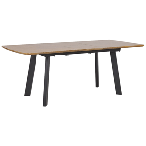 Beliani Extending Dining Table Dark Wood Top and Black Metal Legs 160/200 cm Modern Design Material:MDF Size:x76x90