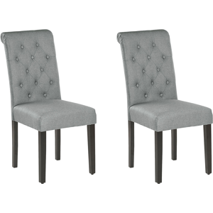 Beliani Set of 2 Dining Chairs Grey Fabric Glam Modern Design Black Wooden Legs  Material:Polyester Size:48x98x46