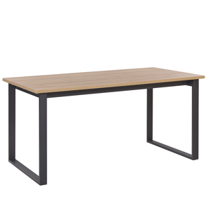 Beliani Dining Table Dark Wood Top Black Metal Legs Rectangular 160 x 80 cm Modern Industrial 6 Seater Material:Particle Board Size:x76x80