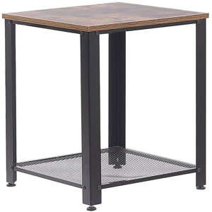 Beliani Side End Table Dark Wood Tabletop Metal Black Frame Industrial Shelf Square 45 cm Material:Chipboard Size:x55x45