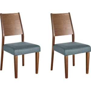 Beliani Set of 2 Dining Chairs Dark Wood Rubberwood Seat Pad Accent Dining Seat Modern Traditional Design Material:Rubberwood Size:43x94x48