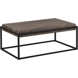 Beliani Coffee Table Light Wood Top Black Metal Frame 115 x 64 cm Rectangular Industrial Living Room Material:MDF Size:x44x64