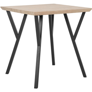 Beliani Dining Table Light Wood Top Black Metal Legs 70 x 70 cm 4 Seater Square Industrial Material:MDF Size:x75x70