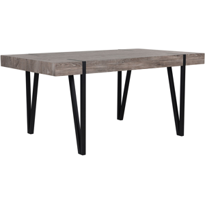 Beliani Dining Table Dark Wood Top Black Metal Hairpin Legs 150 x 90 cm Rectangular Industrial Style Material:MDF Size:x75x90