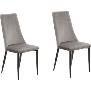 Beliani Set of 2 Dining Chairs Grey Velvet Upholstered Seat High Back Material:Velvet Size:58x96x47