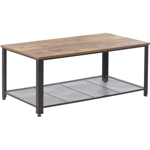 Beliani Coffee Table Dark Wood Tabletop Metal Black Frame Industrial Shelf Rectangular 106 x 60 cm Material:Chipboard Size:x46x60