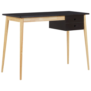 Beliani Home Office Desk Black and Light Wood MDF Wood 106 x 48 cm with Drawer Retro Material:MDF Size:48x77x106