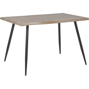 Beliani Dining Table Light Wood MDF Tabletop 120 x 80 cm Black Metal Legs 4 Seater Minimalist Table Material:MDF Size:x75x80