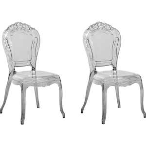 Beliani Set of 2 Dining Chairs Black Transparent Acrylic Solid Back Armless Stackable Vintage Modern Design Material:Polycarbonate Size:53x98x52