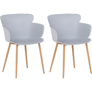 Beliani Set of 2 Dining Chairs Grey Synthetic Material Metal Legs Ergonomic Back Modern Living Room Material:Synthetic Material Size:54x82x61