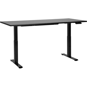 Beliani Electrically Adjustable Desk Black Tabletop Black Steel Frame 180 x 72 cm Sit and Stand Square Feet Modern Design  Material:Particle Board Size:72x63-128x180