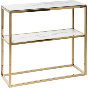 Beliani Console Table White with Gold Tempered Glass Stainless Steel 80 x 30 cm Shelf Rectangular Glam Modern Living Room Bedroom Hallway Material:Tempered Glass Size:30x78x80