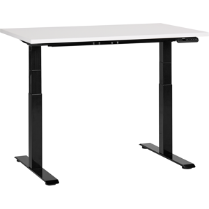 Beliani Electrically Adjustable Desk White Tabletop Black Steel Frame 120 x 72 cm Sit and Stand Square Feet Modern Design  Material:Particle Board Size:72x63-128x120