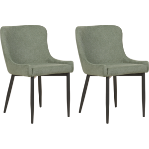 Beliani Set of 2 Dining Chairs Green Fabric Upholstered Material:Polyester Size:62x82x52