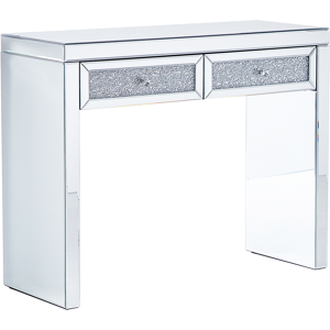 Beliani Console Table Silver Mirrored Glass 2 Drawers Glamour Storage Side Table Living Room Corridor Material:Glass Size:38x80x100