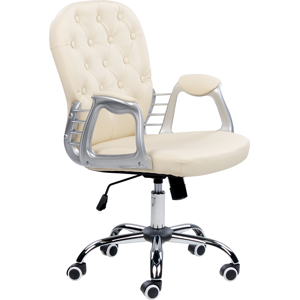 Beliani Office Chair Beige Faux Leather Gas Lift Height Adjustable Button with Tufted Backrest and Full Swivel Material:Faux Leather Size:60x98-108x60