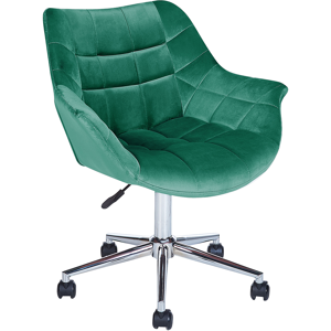 Beliani Office Swivel Chair Green Velvet Height Adjustable Material:Velvet Size:62x83-95x62