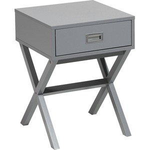 Beliani Bedside Table Grey Rectangular Top Storage Drawer Wooden Legs Scandinavian Material:MDF Size:40x55x40