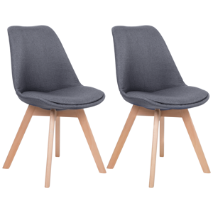 Beliani Set of 2 Dining Chairs Graphite Grey Upholstery Seat Sleek Wooden Legs Modern Design Material:Polyester Size:43x84x47
