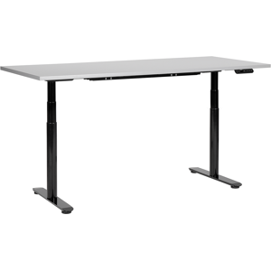 Beliani Electrically Adjustable Desk Grey Tabletop Black Steel Frame 180 x 72 cm Sit and Stand Round Feet Modern Design  Material:Particle Board Size:72x67-132x180