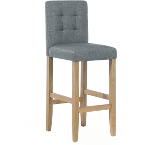 Beliani Bar Stool Grey Upholstered Fabric Kitchen Dining Room Modern Button Tufted Material:Polyester Size:58x110x45