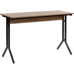 Beliani Home Office Desk Dark Wood Tabletop Black Powder Coated Steel Legs 120 x 48 cm Modern Industrial Design Material:MDF Size:48x76x120