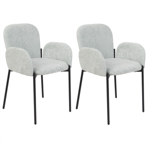 Beliani Set of 2 Dining Chairs Mint Green Fabric Upholstered Woven Polyester Black Legs Retro Style Living Space Furniture Material:Polyester Size:47x81x52