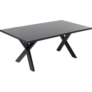 Beliani Dining Table Black Tabletop 77 x 180 x 80 cm X-cross Solid Wood Legs Kitchen Table Material:MDF Size:x75x100