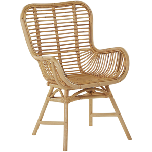 Beliani Accent Chair Light Brown Rattan Indoor Dining Side Chair Living Room Furniture High Backrest Material:Rattan Size:52x96x61